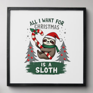 A Sloth For Christmas. Cute, Christmas Sloth With Peel And Stick Photo Tile