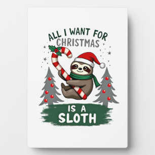 A Sloth For Christmas. Cute, Christmas Sloth With Plaque