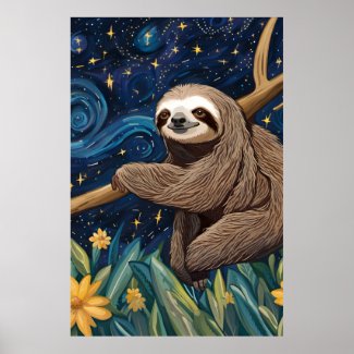 A Sloth in The Starry Night
