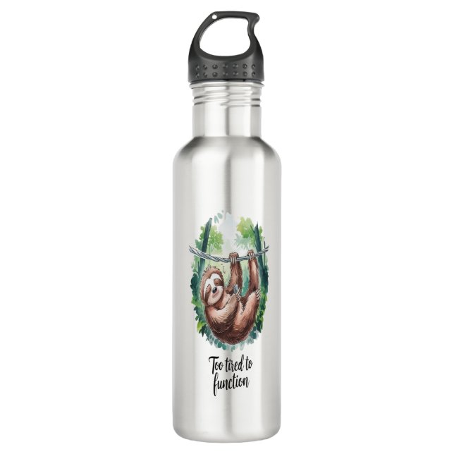 A Sloth Wild Animal Tired Stainless Steel Water Bottle (Front)