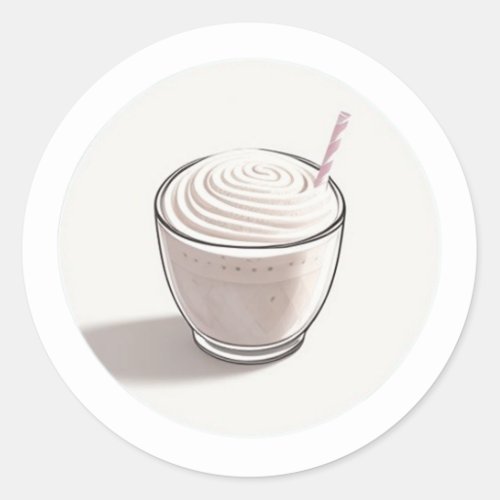 A Small Glass of Vanilla Milkshake Classic Round Sticker