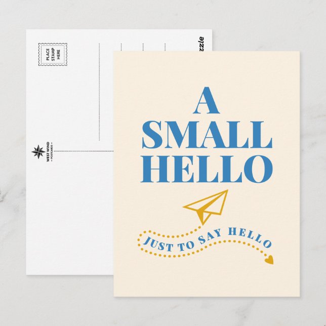 A Small Hello Playful Typography Design Postcard (Front/Back)