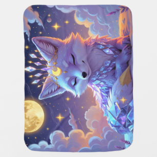 A small Star Whisper Moonlit Fox sleeping peaceful Baby Blanket