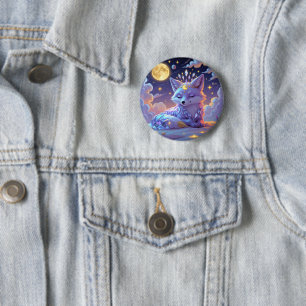 A small Star Whisper Moonlit Fox sleeping peaceful Button