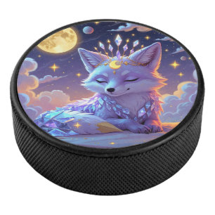 A small Star Whisper Moonlit Fox sleeping peaceful Hockey Puck