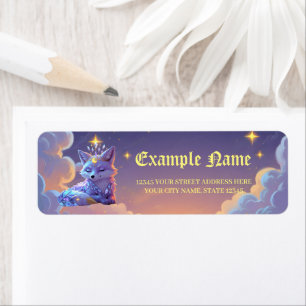 A small Star Whisper Moonlit Fox sleeping peaceful Label