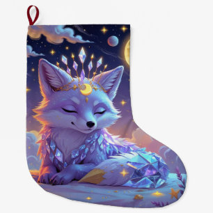 A small Star Whisper Moonlit Fox sleeping peaceful Large Christmas Stocking