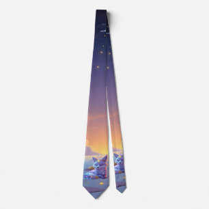 A small Star Whisper Moonlit Fox sleeping peaceful Neck Tie