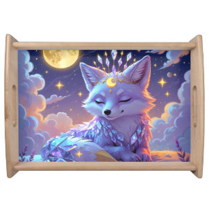 A small Star Whisper Moonlit Fox sleeping peaceful Serving Tray