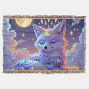A small Star Whisper Moonlit Fox sleeping peaceful Throw Blanket