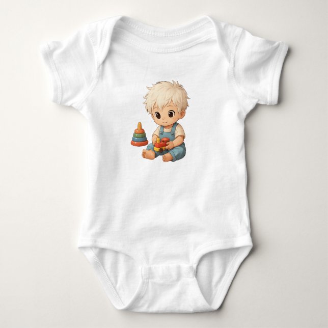 A small t-shirt with fun illustrations for kids baby bodysuit (Front)