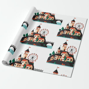 A small town with a Ferris wheel Wrapping Paper