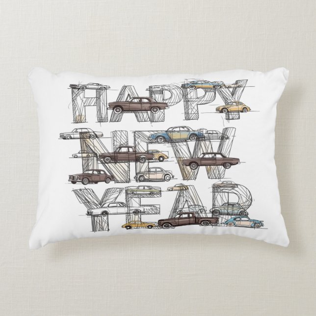 a smart happy new year design for cars lovers  accent pillow (Front)