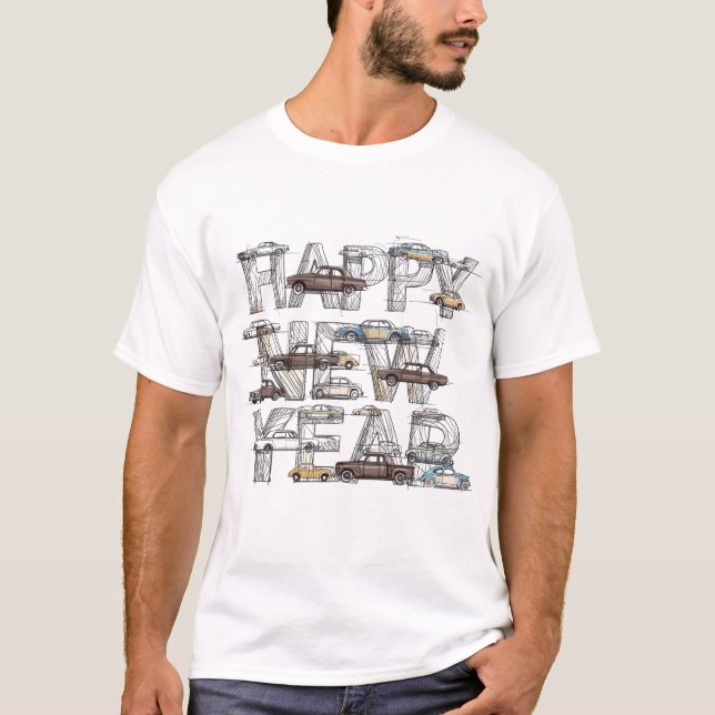 a smart happy new year design for cars lovers  T-Shirt (Front)