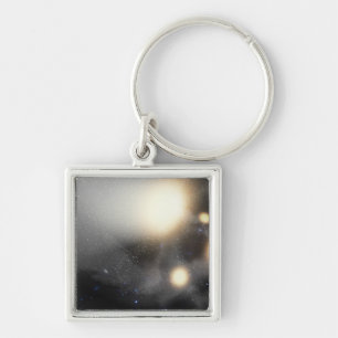 A smash-up of galaxies keychain