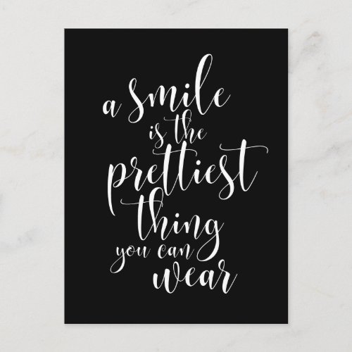 A smile is the prettiest thing you can wear postcard