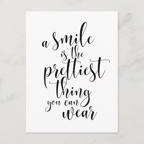 A smile is the prettiest thing you can wear postcard