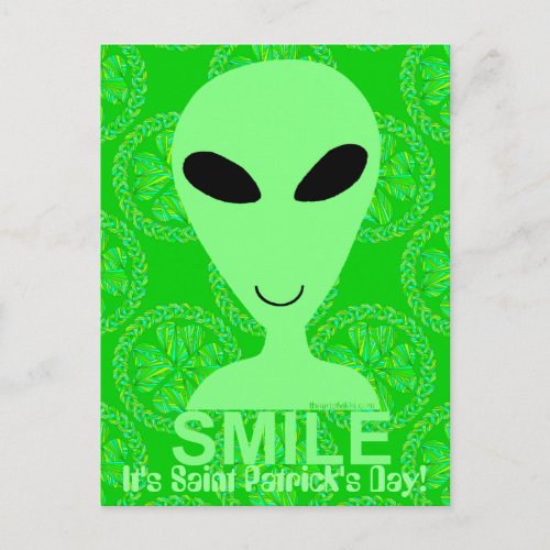 A Smile Its Saint Patricks Day Fun Green Alien Postcard