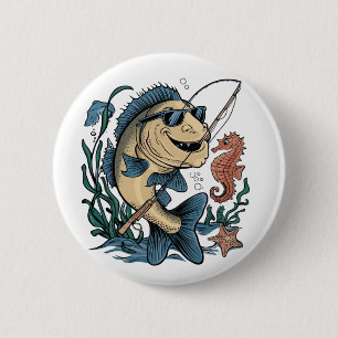 a smiling fish button
