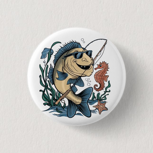 a smiling fish button (Front)