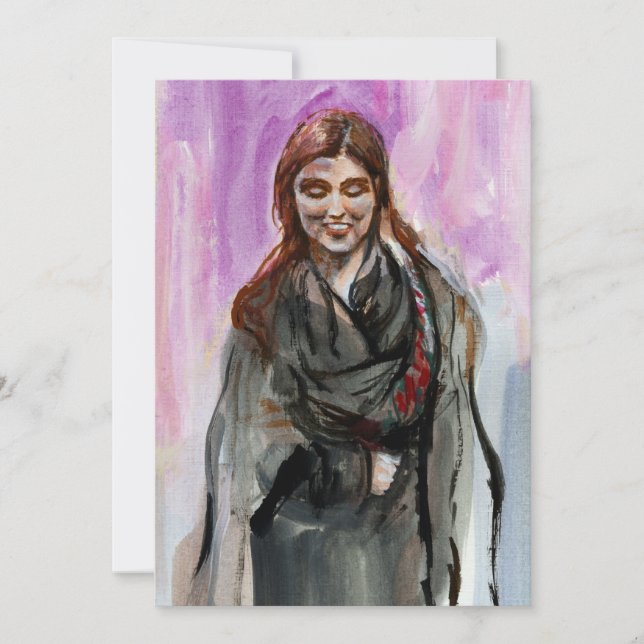 A Smiling Girl in Black Holiday Card (Front)