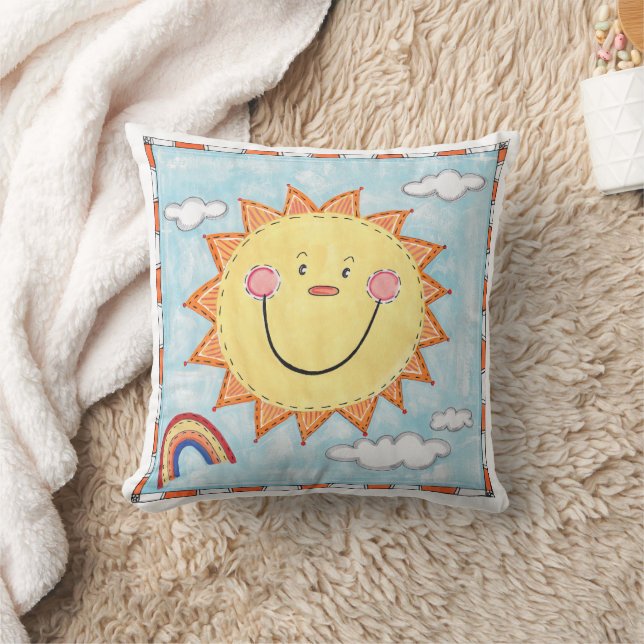 A Smiling Sun Throw Pillow (Blanket)