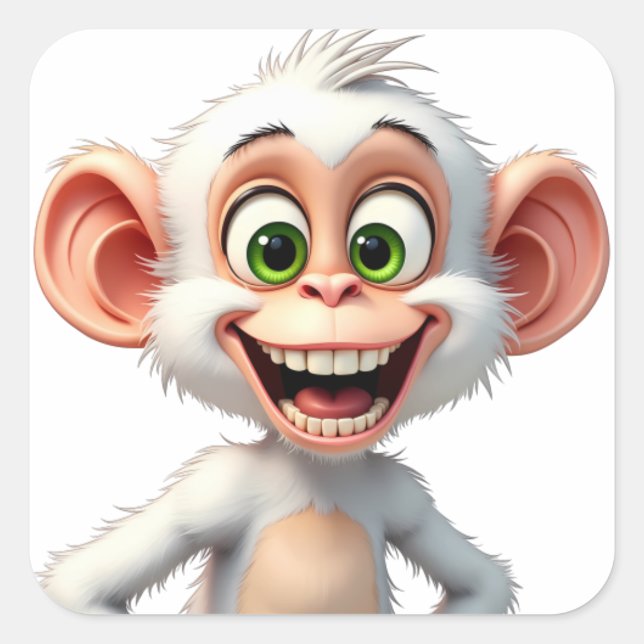 A smiling white African monkey Square Sticker (Front)