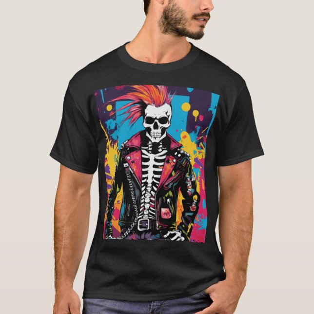 A snarling, anarchic punk rock skeleton T-Shirt (Front)