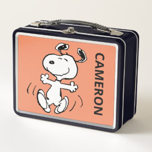 A Snoopy Happy Dance   Add Your Name Metal Lunch Box
