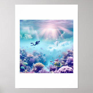 A snorkler spots an angel while swimming poster