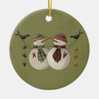 A Snow Couple Ceramic Christmas Ornament