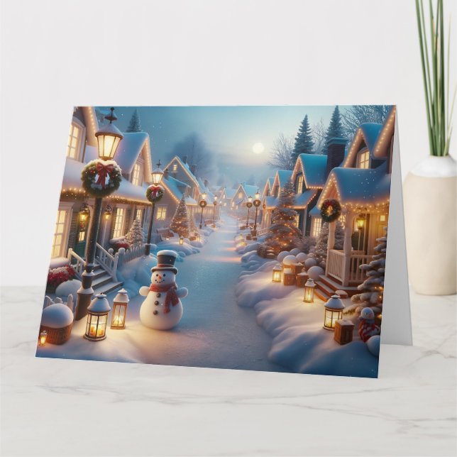 A Snow Covered Village for Christmas Card (Front)