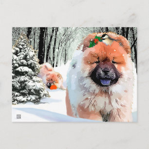 A SNOW DAY Chow holiday postcard