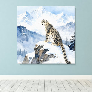 A Snow Leopard on Snowy Peak Canvas Print