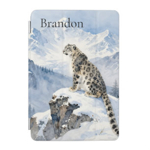 A Snow Leopard on Snowy Peak Personalized iPad Mini Cover