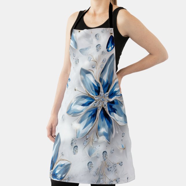 A snowflake winter event decor apron (Insitu)