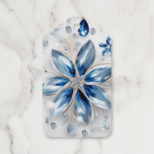 A snowflake winter event decor foil gift tags