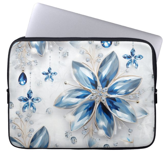 A snowflake winter event decor laptop sleeve (Front)