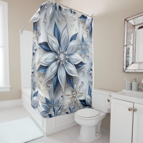 A snowflake winter event decor shower curtain