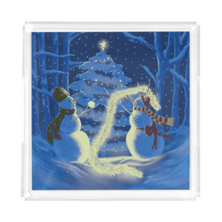 A Snowman Christmas Acrylic Tray