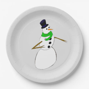 a snowman paper plates