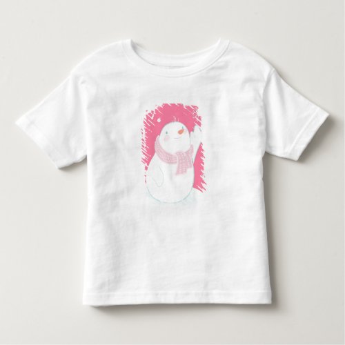 A snowman reaching for a falling snowflake toddler t_shirt