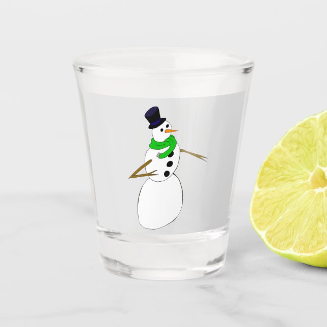 a snowman   shot glass (Front)