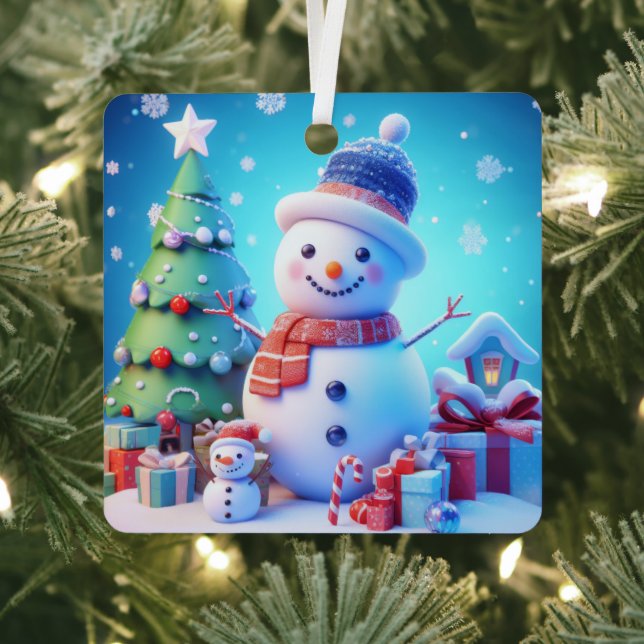 A Snowman's Christmas Cheer Metal Ornament (Insitu)