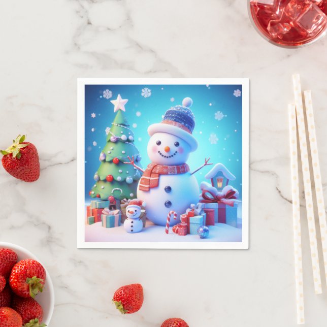 A Snowman's Christmas Cheer Napkins (Insitu)