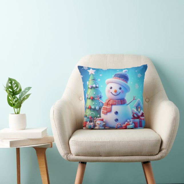 A Snowman's Christmas Cheer Throw Pillow (Chair)