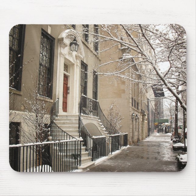 A Snowy Day on the Upper East Side Mouse Pad (Front)