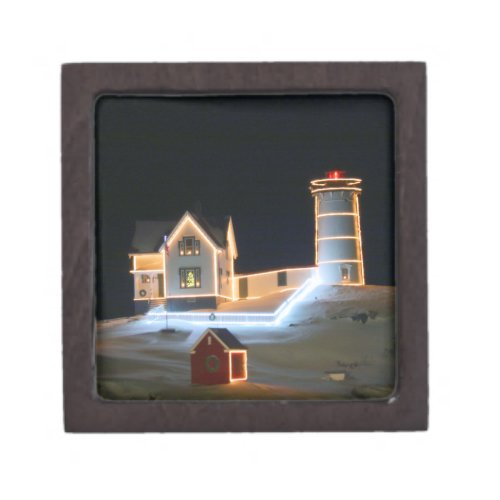 A snowy December night at Nubble Light Gift Box
