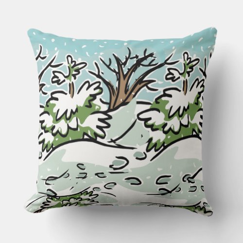 A Snowy Forest _ Throw Pillow