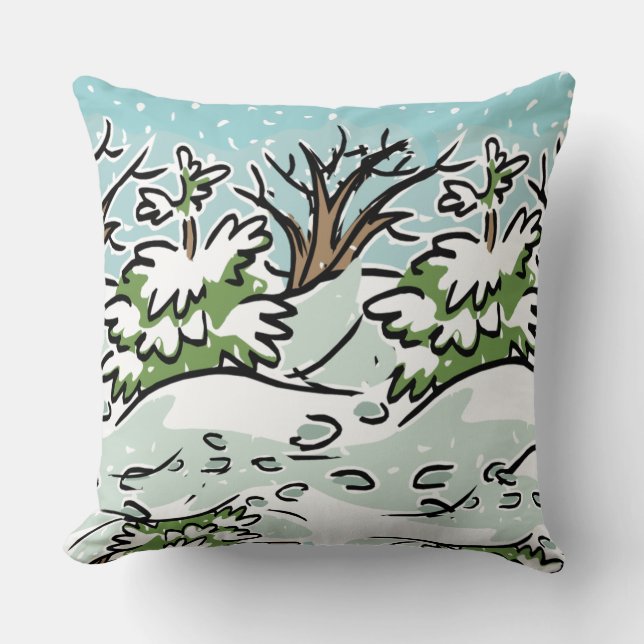 A Snowy Forest - Throw Pillow (Front)